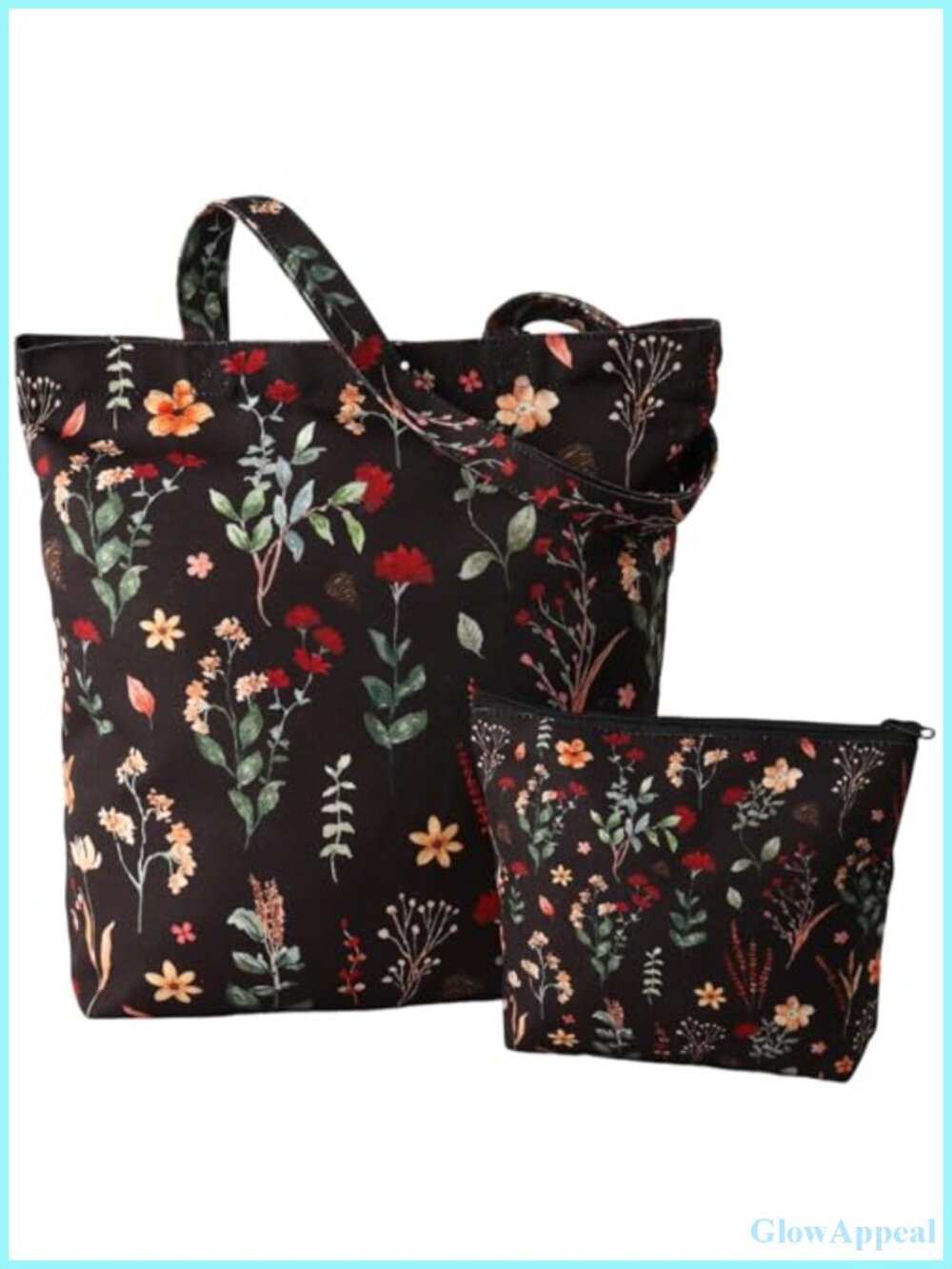Large Floral Tote Bag with Inner Pocket Reusable Polyester